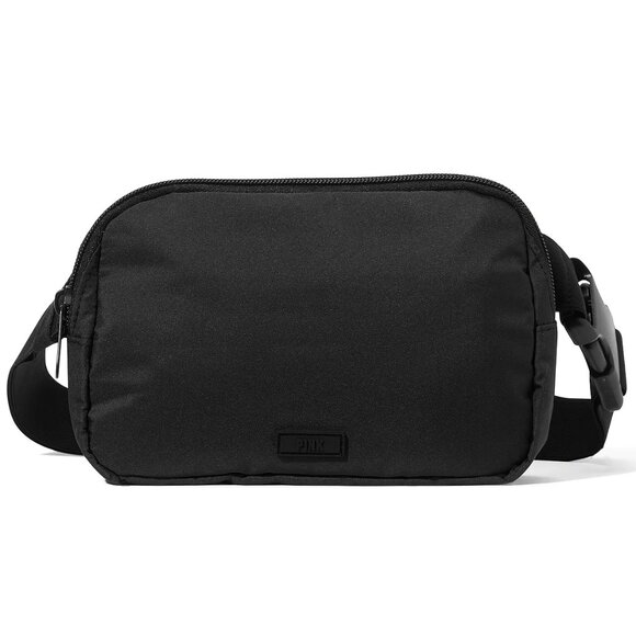 PINK VICTORIA'S SECRET Black Adjustable Belt Bag Zip Top Buckle Closure 4 Travel - Picture 4 of 5